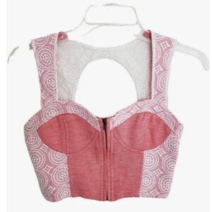 Anthropologie Urban outfitters Sweetheart Lace Cropped Top Pink Size M